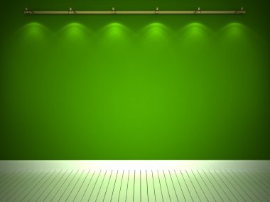 Illuminated green wall clipart