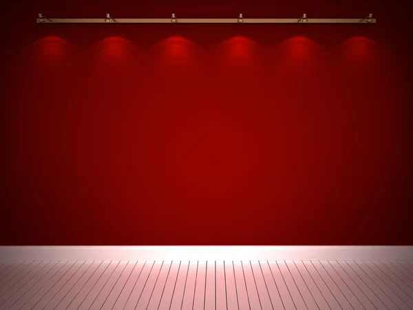 Belyst röd vägg — Stockfoto