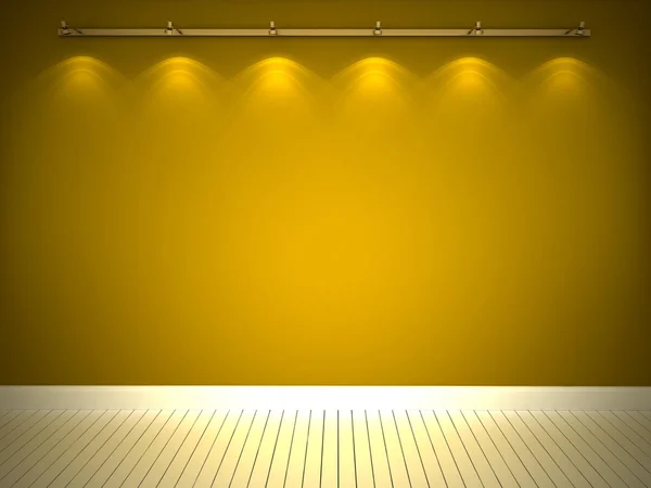 조명된 노란색 벽과 흰색 바닥 — 스톡 사진