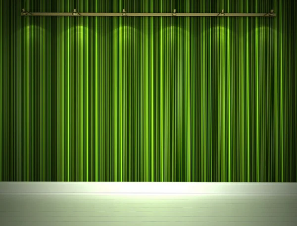 Mur vert éclairé et plancher blanc — Photo