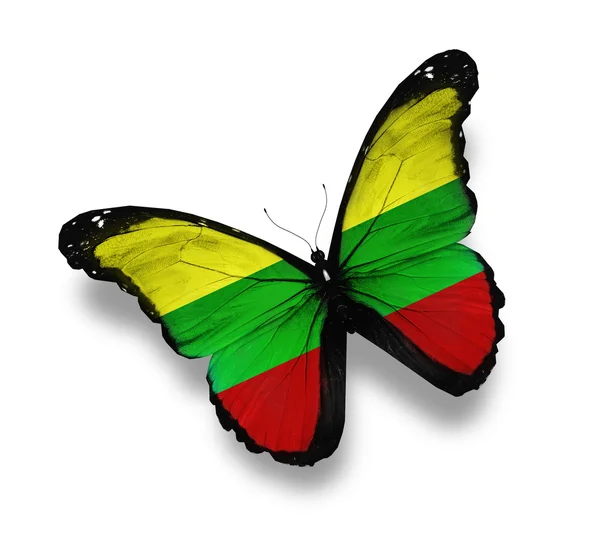 Papillon drapeau lituanien, isolé sur blanc — Photo