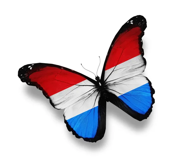 Luxemburgs flagga fjäril, isolerad på vit — Stockfoto