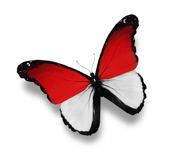 Bandeira monegasca borboleta, isolada sobre branco — Fotografia de Stock
