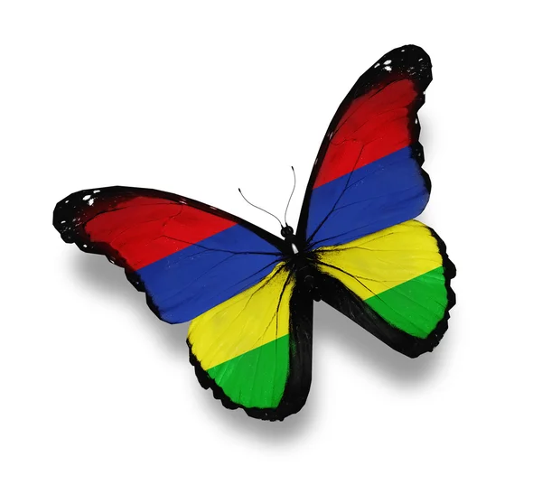 Mauritius flagga fjäril, isolerad på vit — Stockfoto