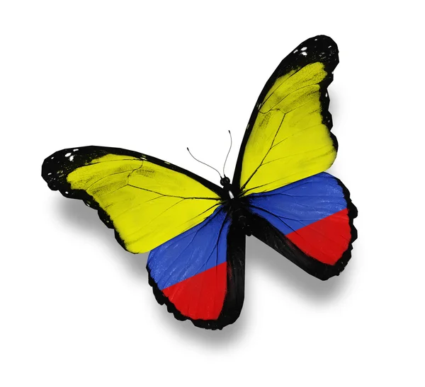 Bandeira colombiana borboleta, isolada sobre branco — Fotografia de Stock