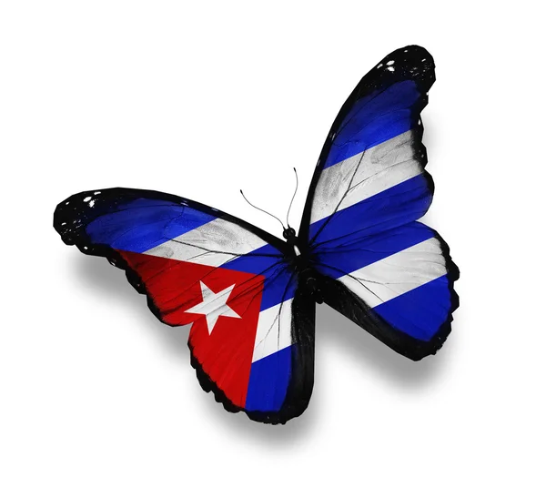 Bandeira cubana borboleta, isolada sobre branco — Fotografia de Stock
