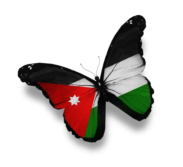 约旦国旗蝴蝶，孤立在白色 — 图库照片