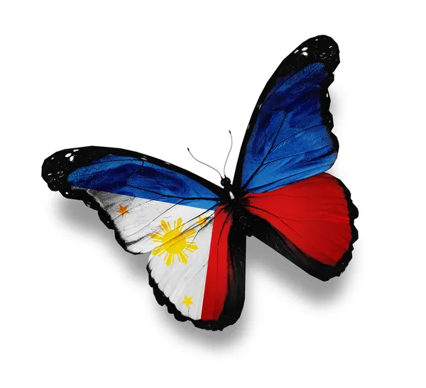 菲律宾国旗蝴蝶，孤立在白色 — 图库照片