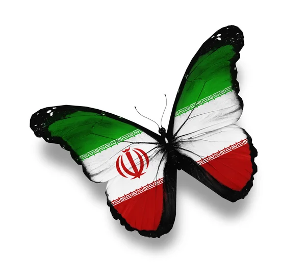 Farfalla bandiera iraniana, isolata su bianco — Foto Stock