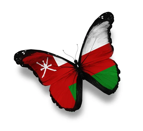Papillon drapeau omanais, isolé sur blanc — Photo
