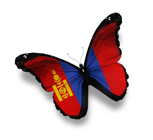 Mongol zászló pillangó, elszigetelt fehér — Stock Fotó