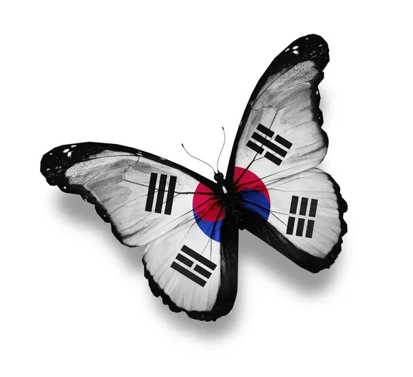 Bandera de Corea del Sur mariposa, aislada en blanco — Foto de Stock