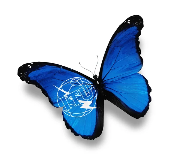 stock image Flag of ITU butterfly, isolated on white