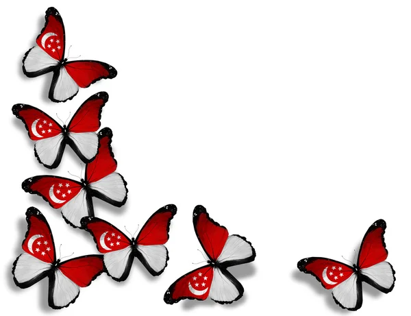 Farfalle bandiera singaporiana, isolate su sfondo bianco — Foto Stock