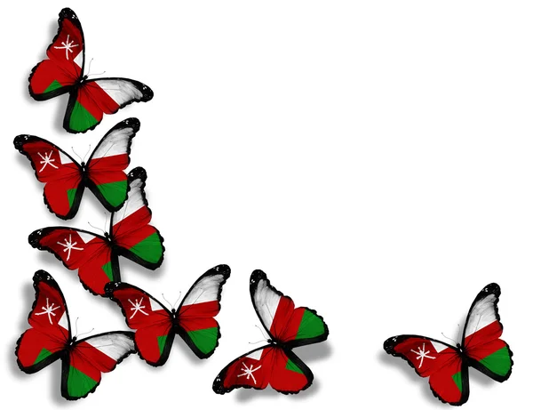 Omaanse vlag vlinders, geïsoleerd op witte achtergrond — Stockfoto