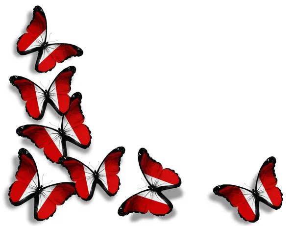 Farfalle bandiera peruviana, isolate su sfondo bianco — Foto Stock