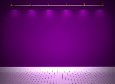 Illuminated violet wall and white floor clipart