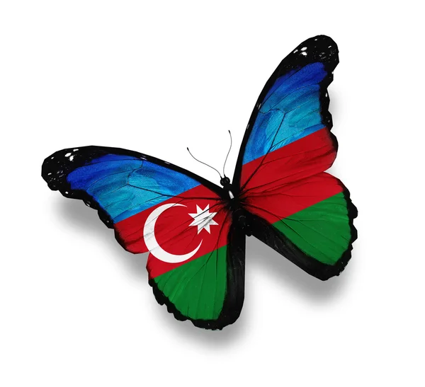 Azerbajdzjans flagga fjäril, isolerad på vit — Stockfoto