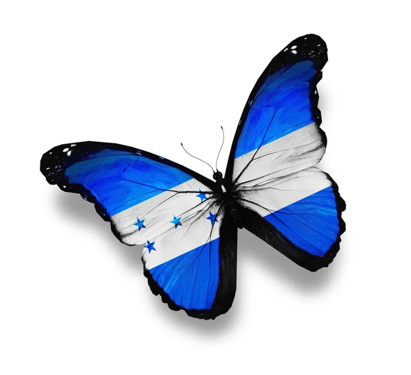 Honduras zászló pillangó, elszigetelt fehér — Stock Fotó