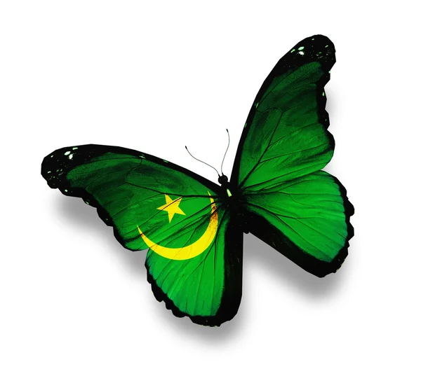 Mauretaniens flagga fjäril, isolerad på vit — Stockfoto