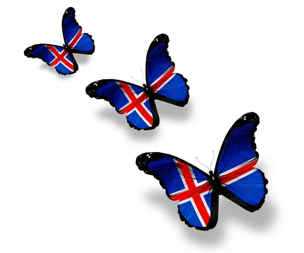 Três borboletas bandeira sueca, isolado em branco — Fotografia de Stock