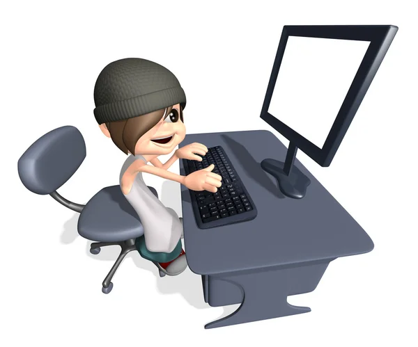 3d homem trabalhando no computador — Fotografia de Stock