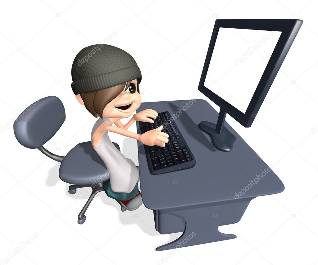 3d Man Working On Computer — Stock Photo © Stephvalentin 8291157