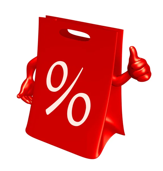 Saco vermelho de compras em branco para venda — Fotografia de Stock