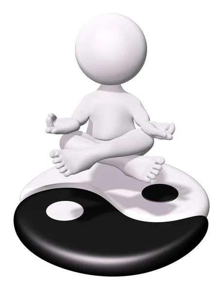 Hombre 3D - Meditación y Yin Yang — Foto de Stock