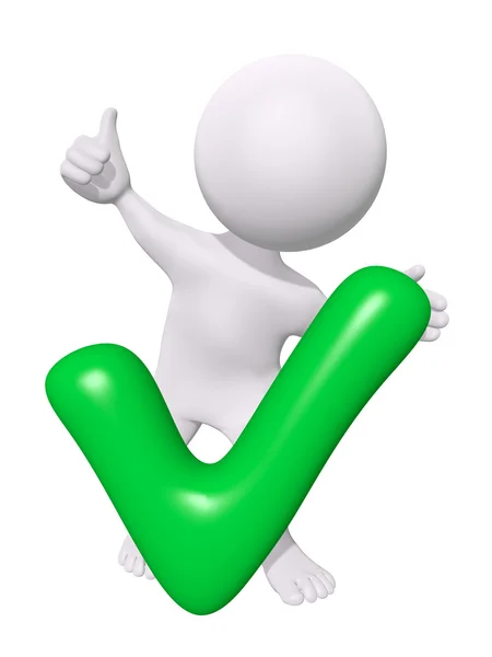 3D człowiek z zielonym znacznikiem — Zdjęcie stockowe