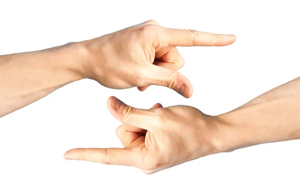 Zestaw dwóch dłoni z palcem wskazującym — Zdjęcie stockowe