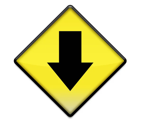 Señal gráfica amarilla con flecha hacia abajo —  Fotos de Stock