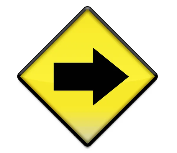 Yellow road sign graphic with arrow right — Stock Photo, Image