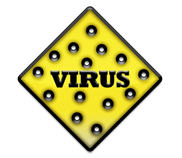 Signo de virus amarillo con agujeros — Foto de Stock