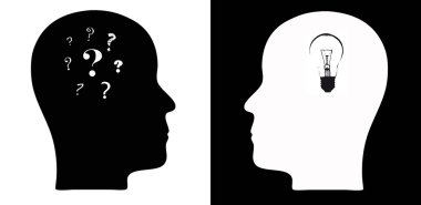 Problem solution concept with head silhouettes clipart