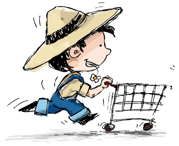 Shopper chłopca gospodarstwa — Wektor stockowy