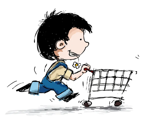 Gülen çocuk shopper — Stok Vektör
