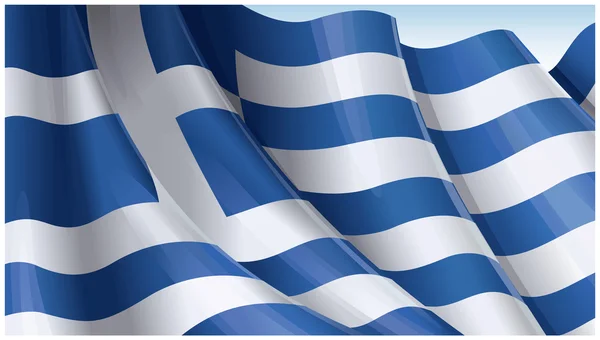 挥舞着希腊国旗. — 图库矢量图片