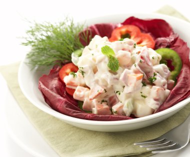 Salad served on a bowl clipart