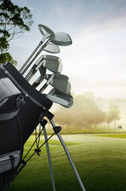 Golf equipment on the course clipart