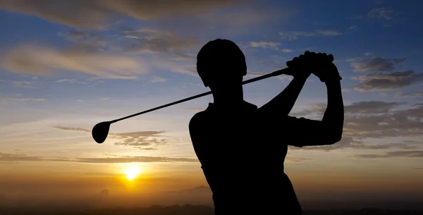 Golfspelare siluett — Stockfoto