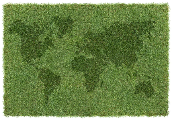 World map on grass — Stock Photo, Image