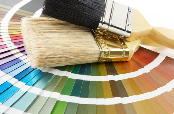 Paint brush on color chart — Stock Photo, Image