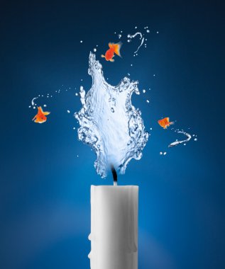 Candle and goldfish clipart