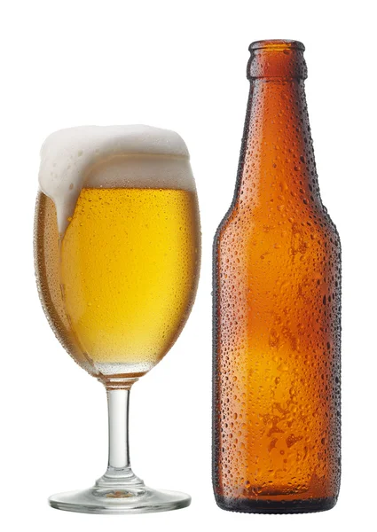 Bier mit Flasche — Stockfoto