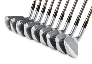 Golf clubs in a row clipart