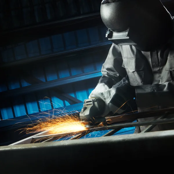 Grinding after weld — Stock Photo, Image