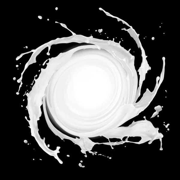 Virvlande mjölk splash — Stockfoto