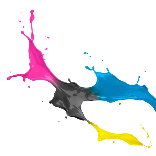 CMYK Paint Splash — Stock Photo, Image