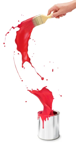 Pintura vermelha salpicante — Fotografia de Stock